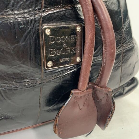 Dooney & Bourke Croc Embossed Leather Drawstring Shoulder Bag-Brown 10”W x 10”H - Picture 5 of 16